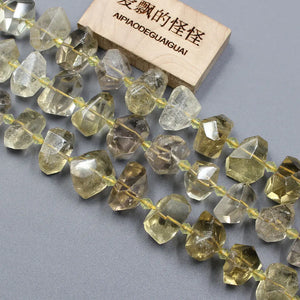 12x16mm Freedom Nugget Faceted Yellow Lemon Quartz Beads