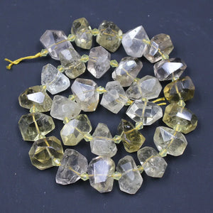 12x16mm Freedom Nugget Faceted Yellow Lemon Quartz Beads