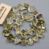 12x16mm Freedom Nugget Faceted Yellow Lemon Quartz Beads