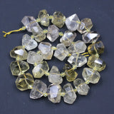 12x16mm Freedom Nugget Faceted Yellow Lemon Quartz Beads