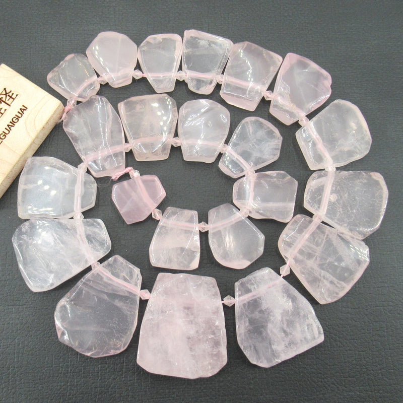 17x19-26x35mm Pink Quartz Nugget Beads 16'' Strands