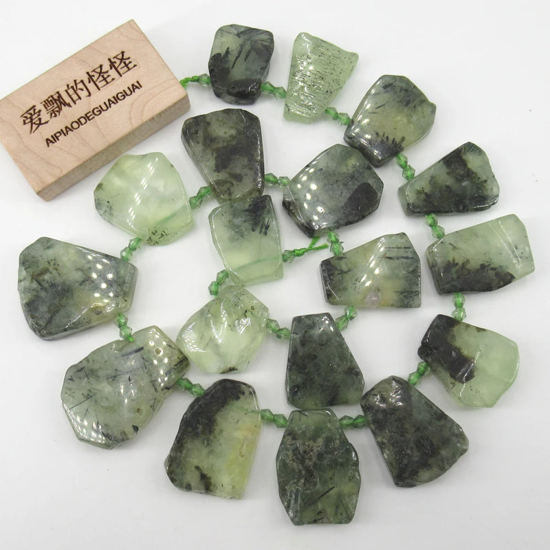 17x22-25x35mm Green Prehnite Nuggets 15.5'' Strands