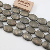 18x25mm Oval Yellow Pyrite Loose Beads 15'' Strands DIY