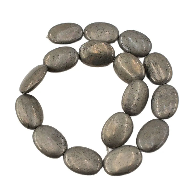 18x25mm Oval Yellow Pyrite Loose Beads 15'' Strands DIY