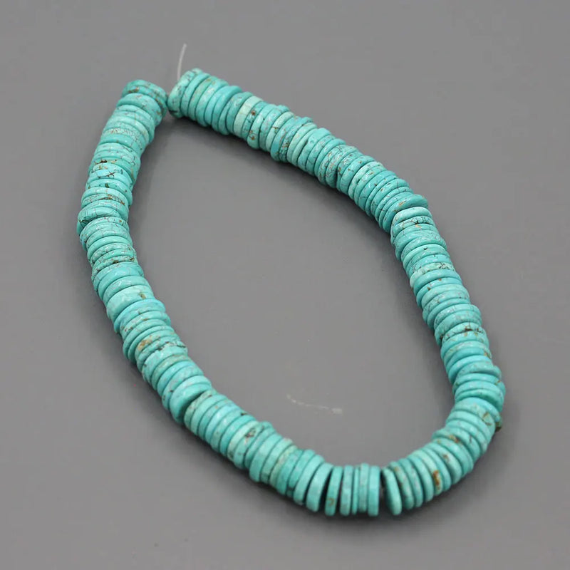 Natural Turquoise 4x15mm Round Coin Loose Beads 15'' Strands