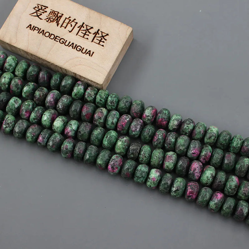 5x8mm Faceted Ruby Zoisite Gemstone Beads 15" Strand DIY Jewelry Making