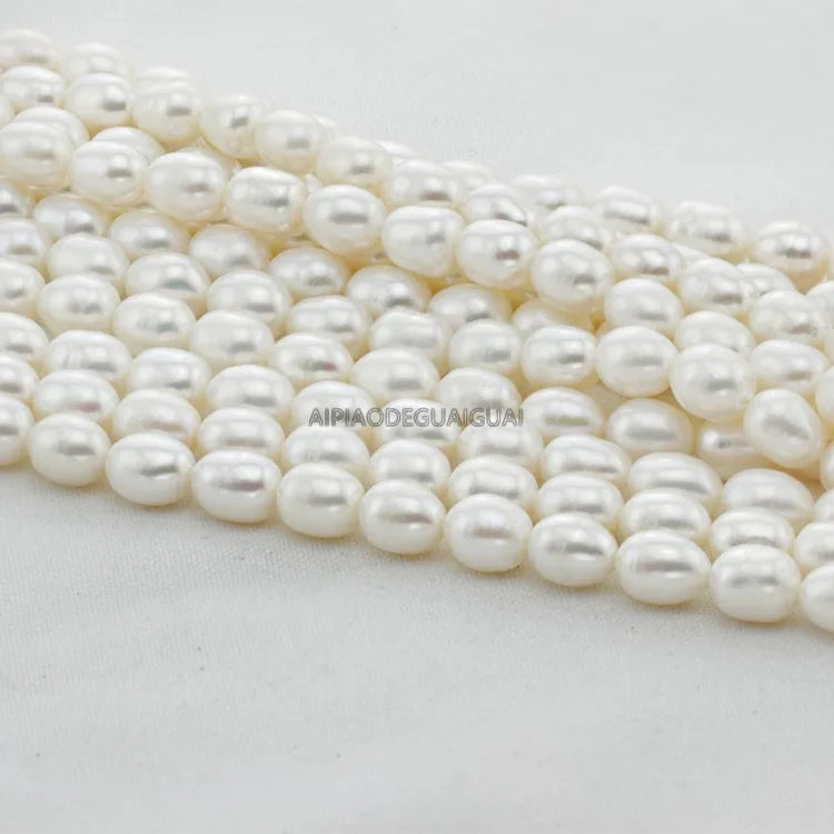 APDGG Natural AA 9-12mm rice freshwater pearl strands loose beads