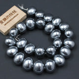 APDGG Egg Shell Beads Gray Loose Beads 16'' For Jewelry Making