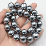 APDGG Egg Shell Beads Gray Loose Beads 16'' For Jewelry Making