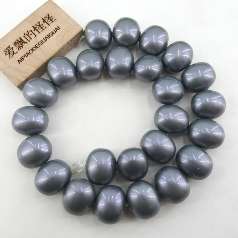 APDGG Natural Egg Oval Grey Shell Beads 16''