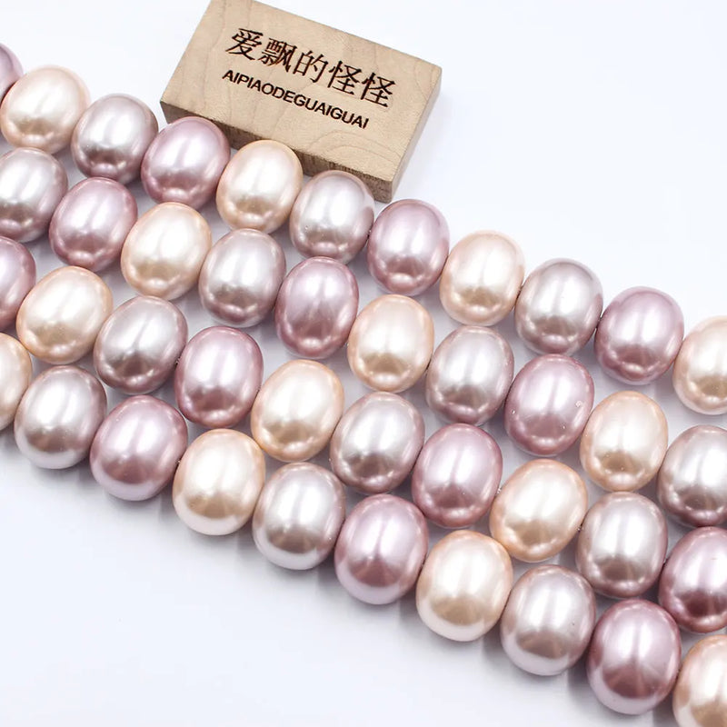 APDGG Egg Oval Purple Pink Mix Shell Beads 16'' Loose Beads Jewelry DIY