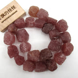 APDGG Natural Strawberry Muscovite Quartz Rough Raw Nugget Beads 15.5'' Strand