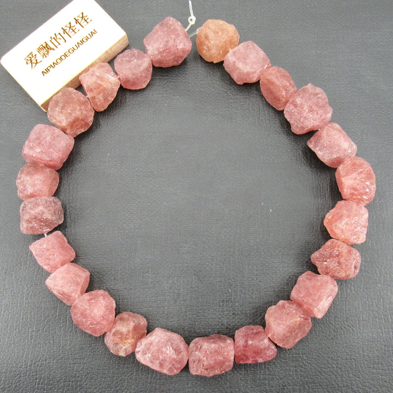 APDGG Natural Strawberry Muscovite Quartz Rough Raw Nugget Beads 15.5'' Strand