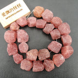 APDGG Natural Strawberry Muscovite Quartz Rough Raw Nugget Beads 15.5'' Strand