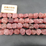 APDGG Natural Strawberry Muscovite Quartz Rough Raw Nugget Beads 15.5'' Strand