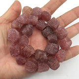 APDGG Natural Strawberry Muscovite Quartz Rough Raw Nugget Beads 15.5'' Strand