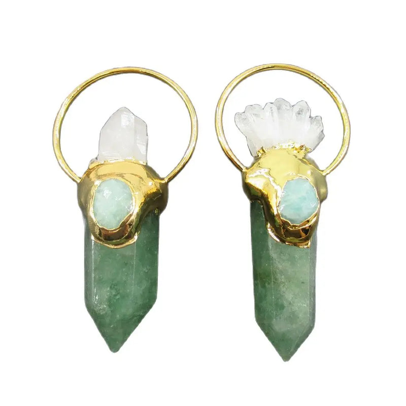 Natural Green Muscovite Point Citrine Raw Rough Druzy Strawberry Quartz Charms