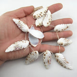 APDGG Natural Leaf Shell Feather Beads 14.5'' DIY