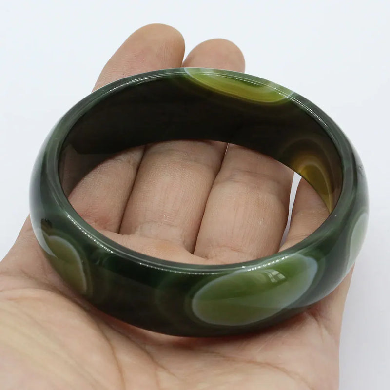 APDGG Natural Mix Green Agate Wide Bangle Bracelet