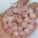 Pink Rose Quartz Freedom Nugget Faceted Crystal Stone Beads