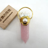 Natural Pink Rose Quartz Point Biwa Pearl Cluster Pendant