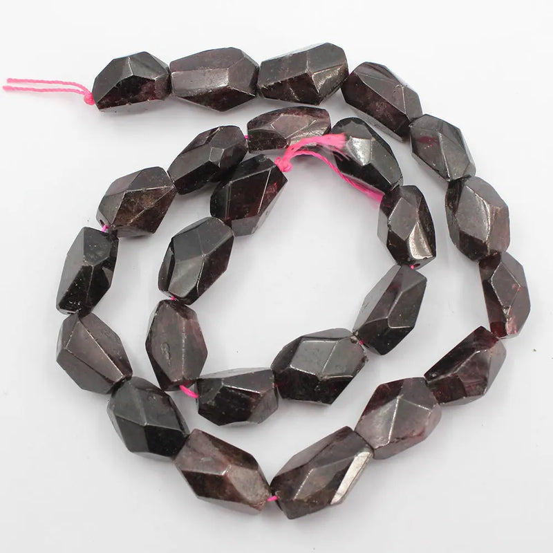 Natural Red Garnet Faceted Nugget Beads 16'' for Jewelry Making