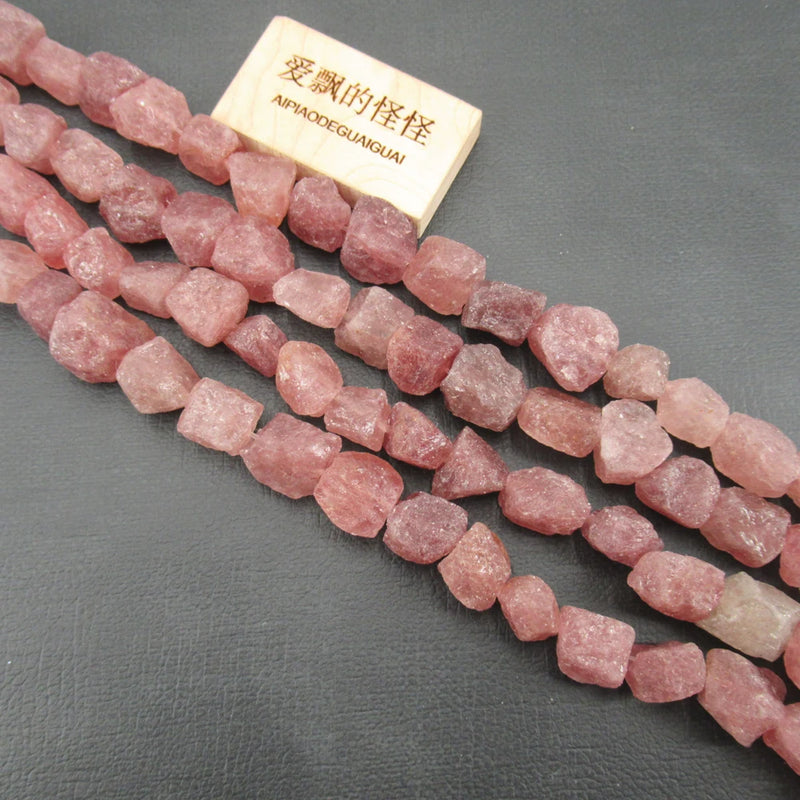 APDGG Strawberry Quartz Rough Raw Matte Beads