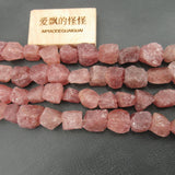 APDGG Strawberry Quartz Rough Raw Matte Beads