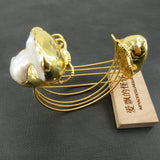 APDGG Natural Pearl Keshi Pearl Bangle 24K Golden Plated Bracelet