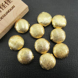 APDGG 10 PCS 15mm Copper Coin Brushed Bead Plated DIY Findings