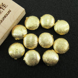 APDGG 10 PCS 15mm Copper Coin Brushed Bead Plated DIY Findings