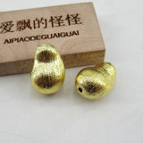 5 PCS 13x19mm Copper Gourd Shape Brushed Beads Plated DIY Findings
