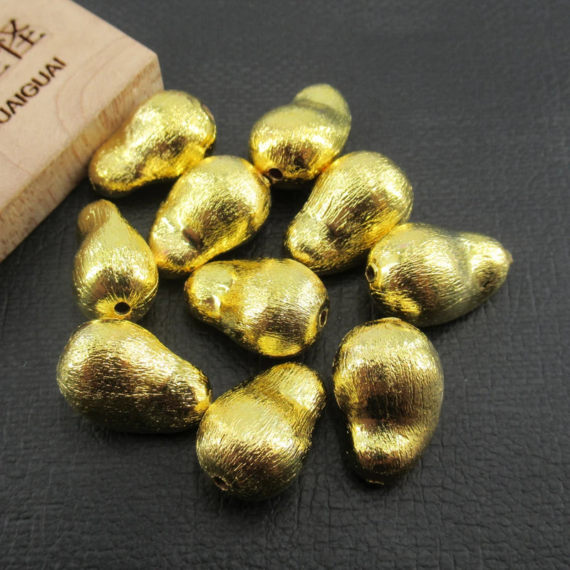 5 PCS 13x19mm Copper Gourd Shape Brushed Beads Plated DIY Findings