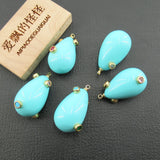 5 PCS 25x16mm Teardrop Shell Pearl Cz Charm Pendant DIY