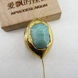 5 Pcs Oval Amazonite Beads 24K Plated Edge for Jewelry Making
