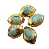 5 Pcs Oval Amazonite Beads 24K Plated Edge for Jewelry Making