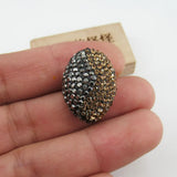 5 Pcs Oval Shape CZ Pave Golden Rhinestone Pave Beads Jewelry Findings