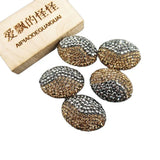 5 Pcs Oval Shape CZ Pave Golden Rhinestone Pave Beads Jewelry Findings