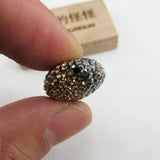 5 Pcs Oval Shape CZ Pave Golden Rhinestone Pave Beads Jewelry Findings