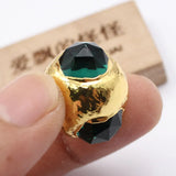 5 Pcs Green Crystal 24K Plated Edge Beads DIY Jewelry Findings