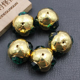 5 Pcs Green Crystal 24K Plated Edge Beads DIY Jewelry Findings