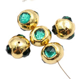 5 Pcs Green Crystal 24K Plated Edge Beads DIY Jewelry Findings