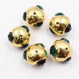 5 Pcs Green Crystal 24K Plated Edge Beads DIY Jewelry Findings