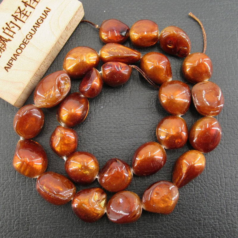 5 Strands Big Brown Tooth Shell Pearl Beads 15'' Loose Beads DIY