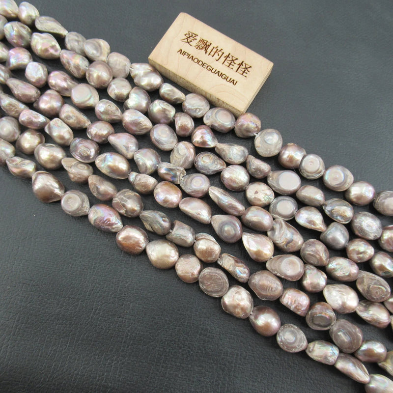5 Strands Natural Grey Shell Pearl Beads 15'' Loose Beads Jewelry Making DIY