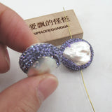 5 pcs Cultured Pearl Spacer Beads Crystal Pave Jewelry Findings