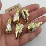 5 pcs Freshwater Cultured Pearl Teardrop Beads Plated Beads