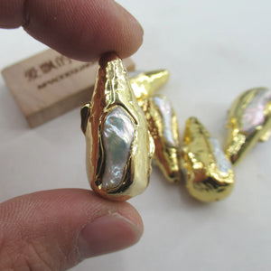 5 pcs Freshwater Cultured Pearl Teardrop Beads Plated Beads
