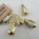 5 pcs Freshwater Cultured Pearl Teardrop Beads Plated Beads