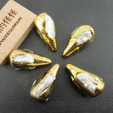 5 pcs Freshwater Cultured Pearl Teardrop Beads Plated Beads